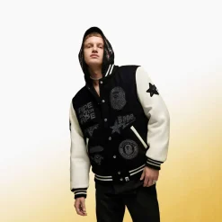 A BATHING APE® Shark Hooded Varsity Jacket