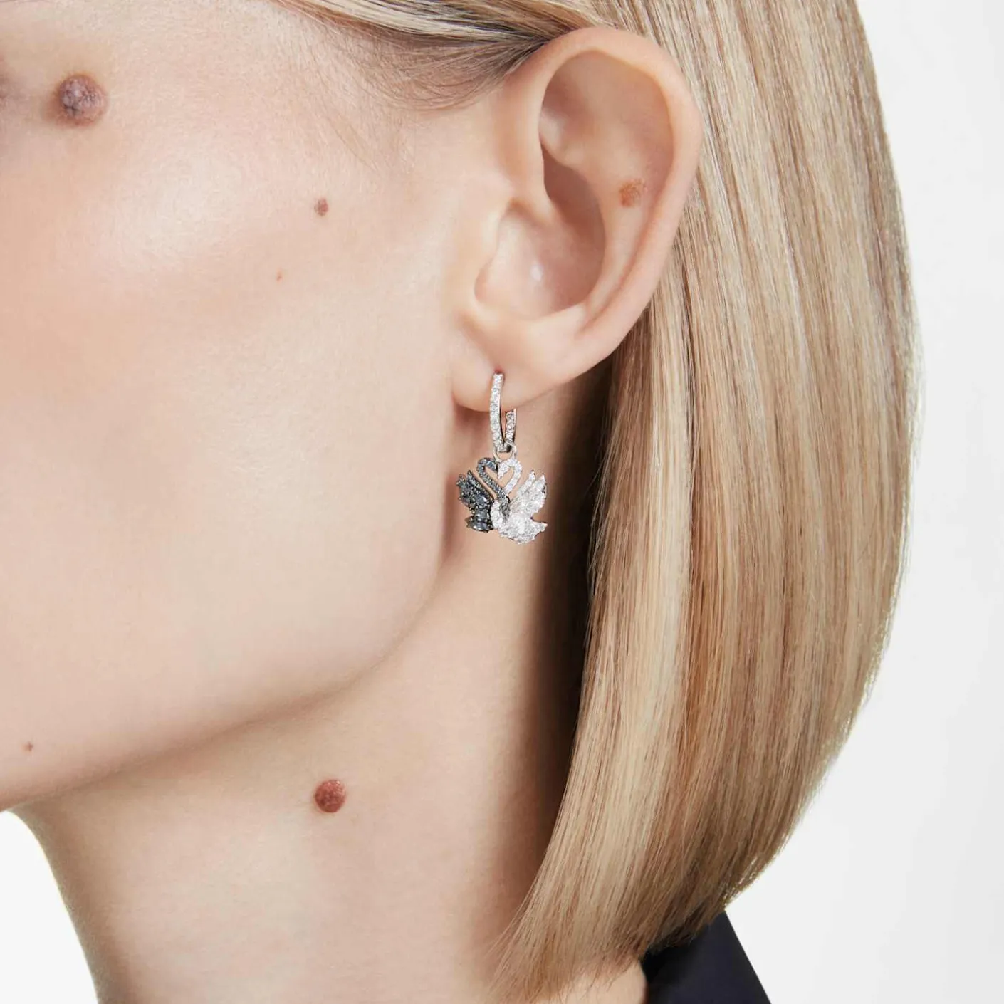 Swan drop earrings